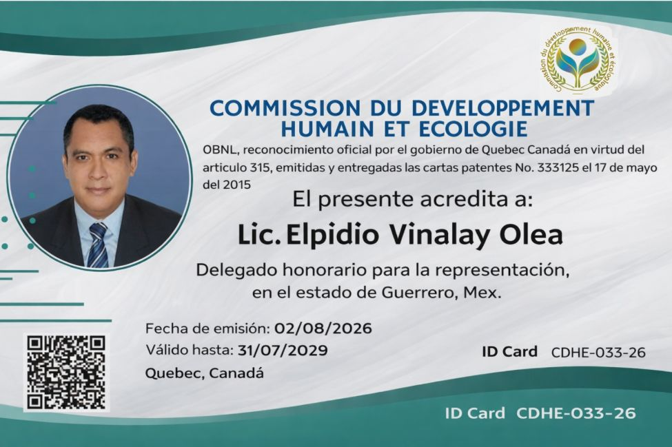 Acreditación proporcionada de Elpidio Vinalay Olea