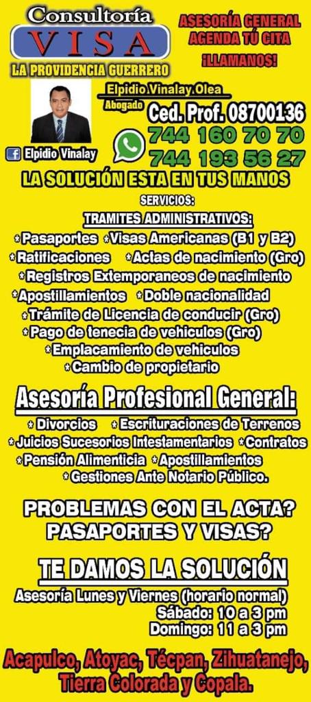 Servicios y horarios de Consultoría VISA La Providencia Guerrero